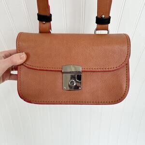 By Malene Birger Accordion Leather Shoulder Bag Brown Tan Crossbody Purse